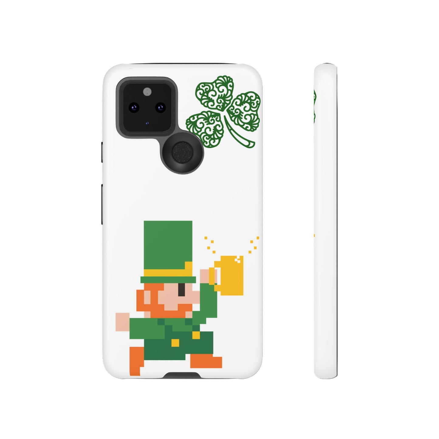 St. Patrick’s Pixel Leprechaun Phone Case — Cute Retro Gaming Clover Design