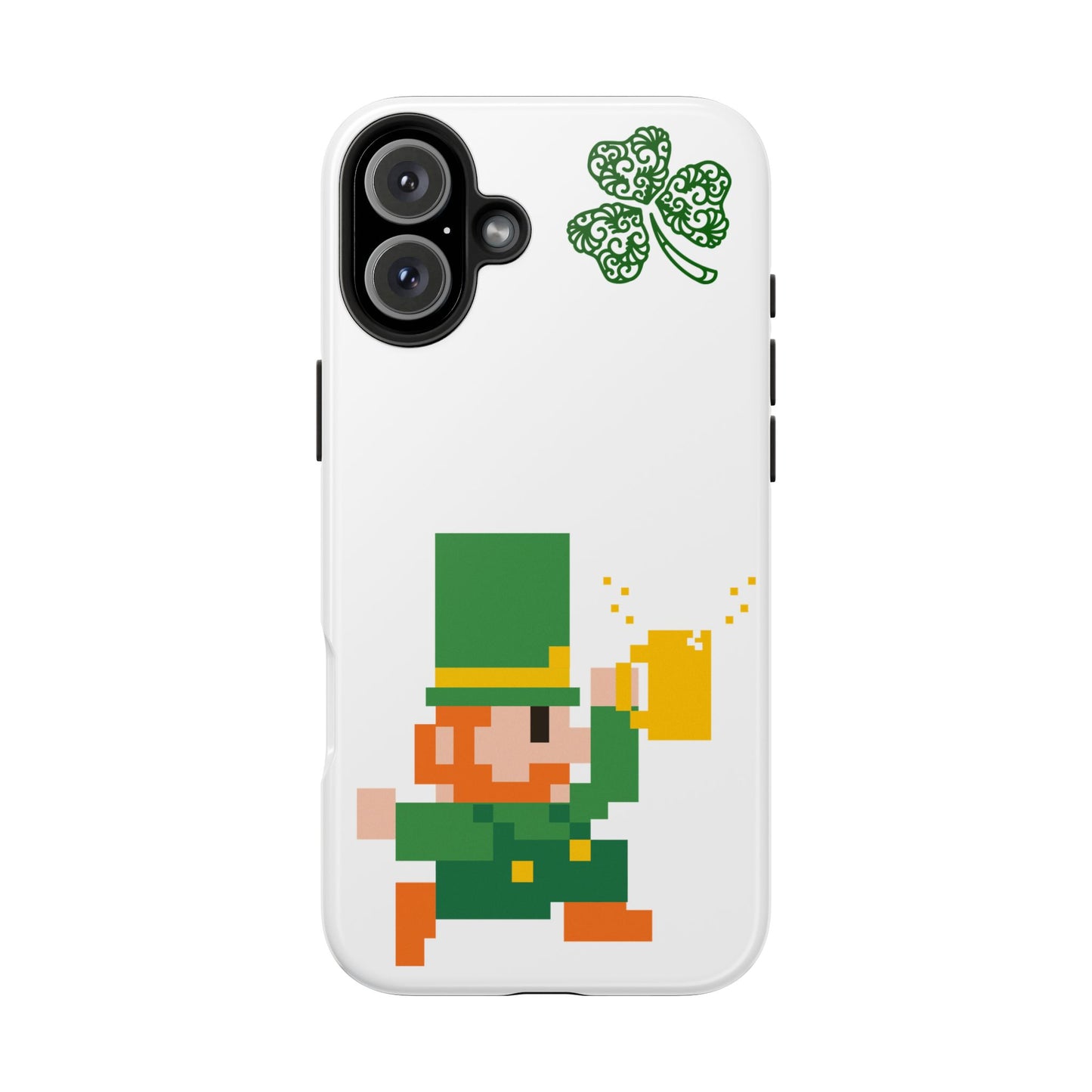 St. Patrick's Pixel Leprechaun Tough Phone Case — Shamrock & Beer Mug