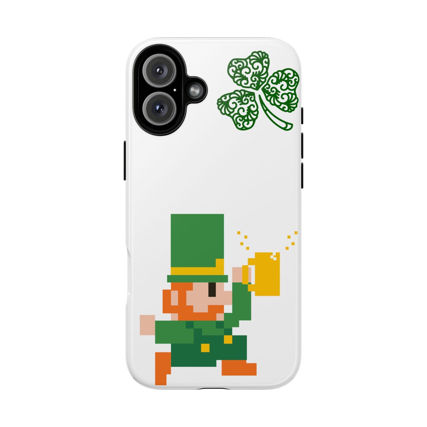 St. Patrick’s Pixel Leprechaun Phone Case — Cute Retro Gaming Clover Design