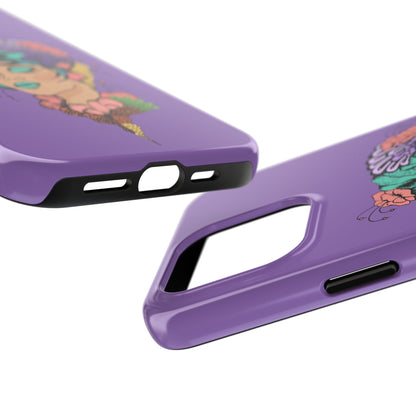 Floral Dreamer Tough Phone Case — Purple Artistic Woman Illustration, Protective iPhone Cover
