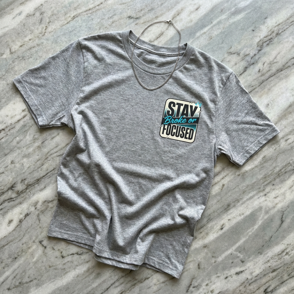 Stay Focused / Built Not Given Fitness T‑Shirt — “Stay Broke or Focused” Motivational Gym Tee