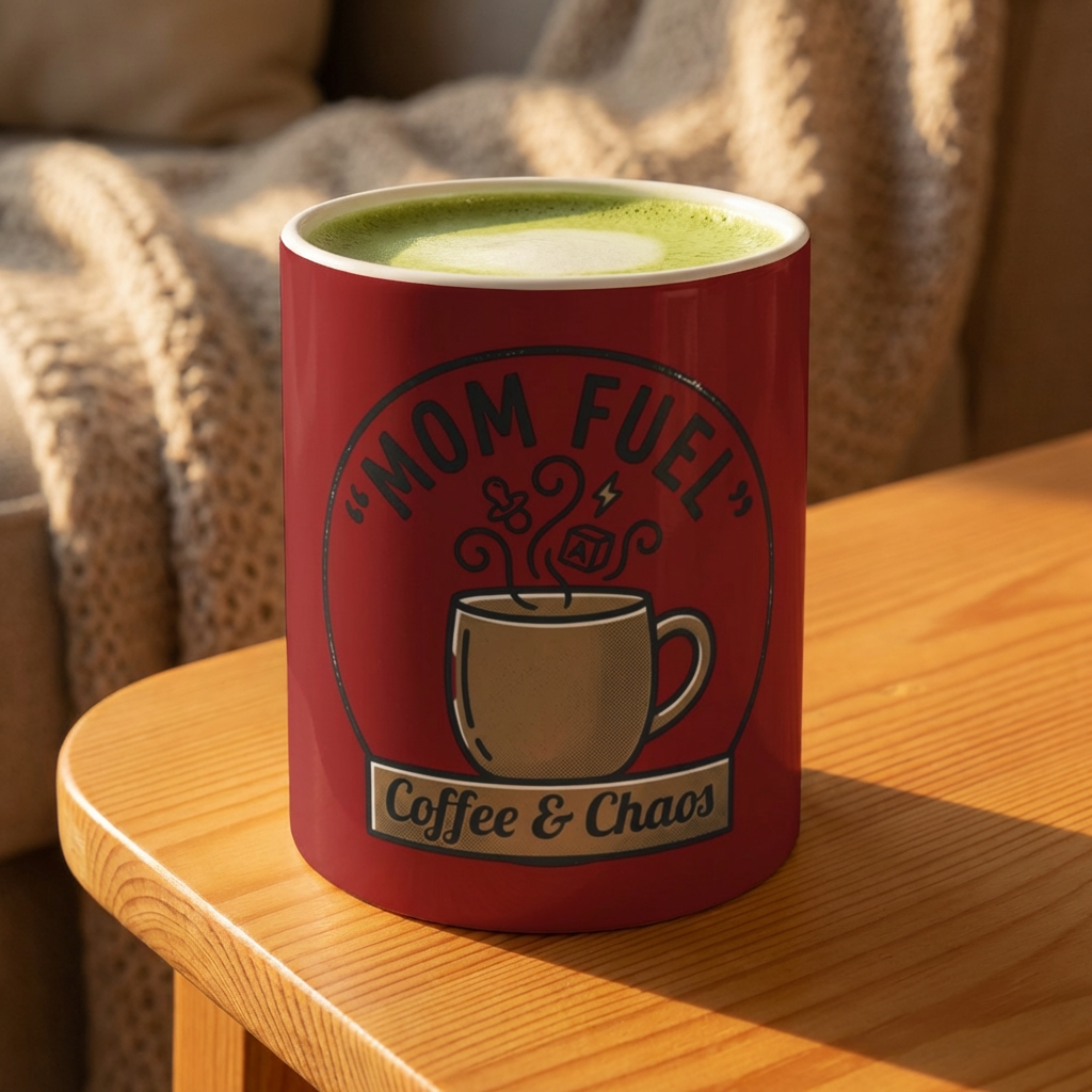 Mom Fuel Coffee Mug — 11oz “Coffee & Chaos” Ceramic Mug, Funny Gift for Moms