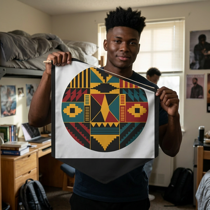 Geometric Tribal Pennant Wall Banner — Colorful Aztec Circle Design
