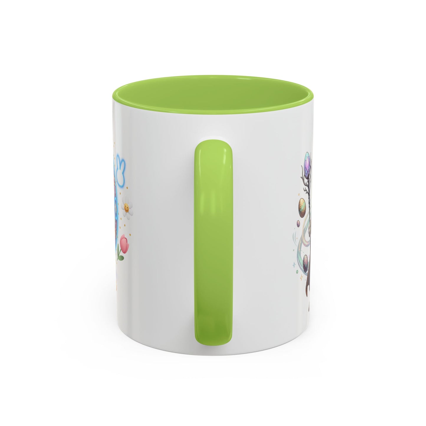 Easter Egg Accent Coffee Mug — Colorful Floral Bunny Design (11/15oz)