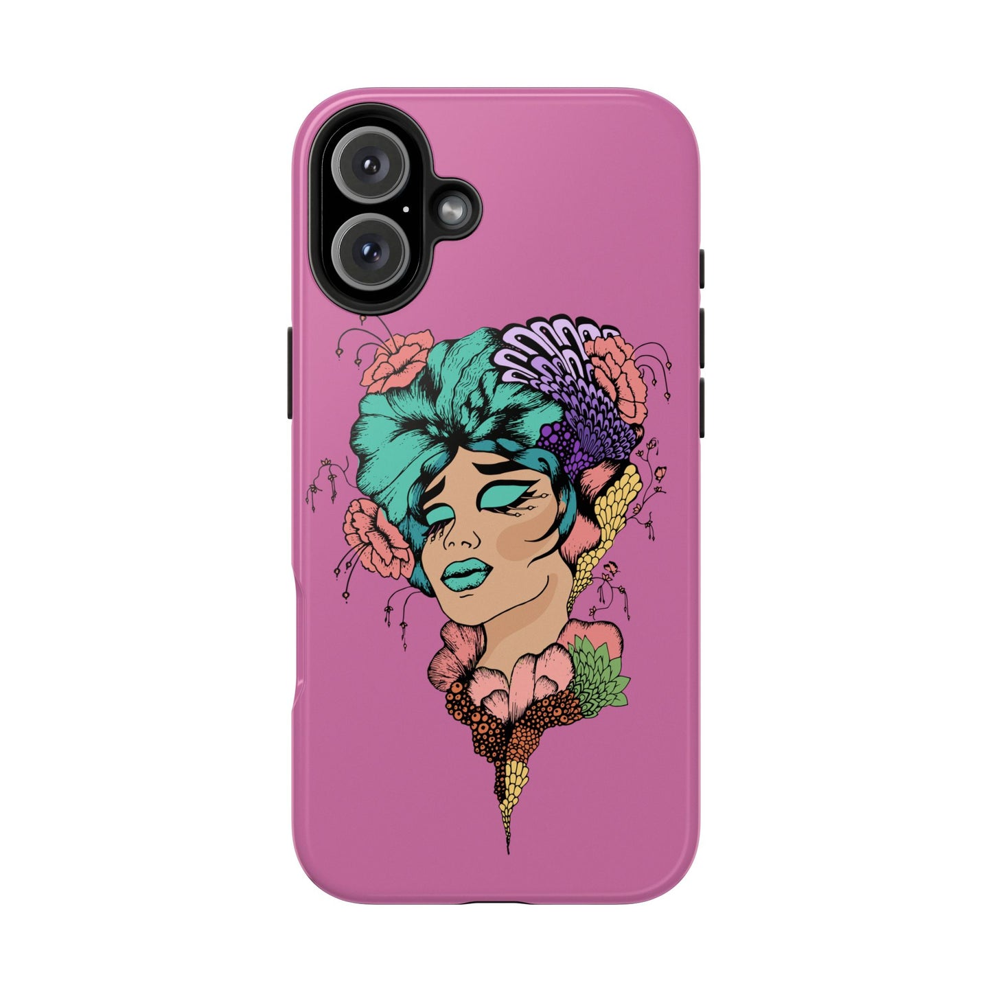 Tough Phone Case — Retro Floral Femme Illustration, Protective Art Phone Cover