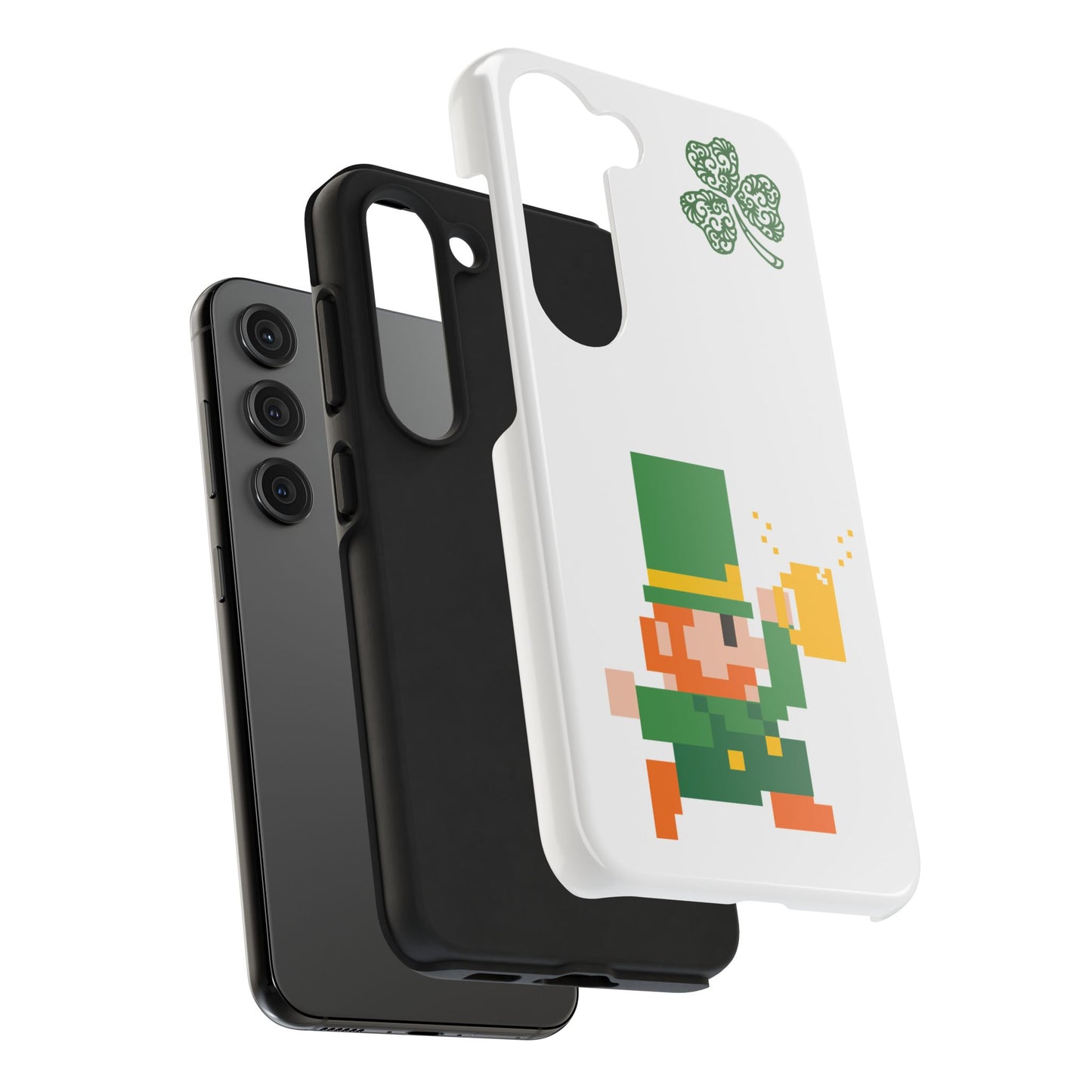 St. Patrick's Pixel Leprechaun Tough Phone Case — Shamrock & Beer Mug