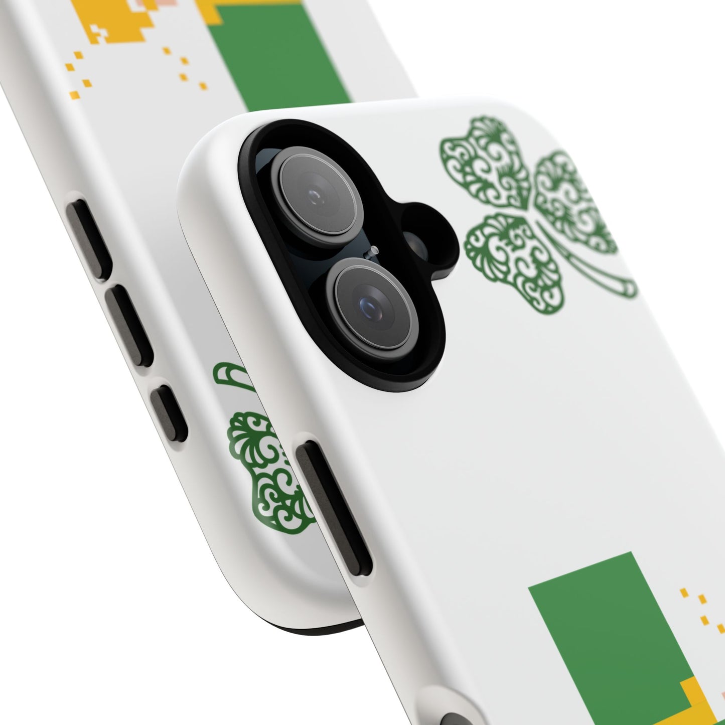 St. Patrick’s Pixel Leprechaun Phone Case — Cute Retro Gaming Clover Design