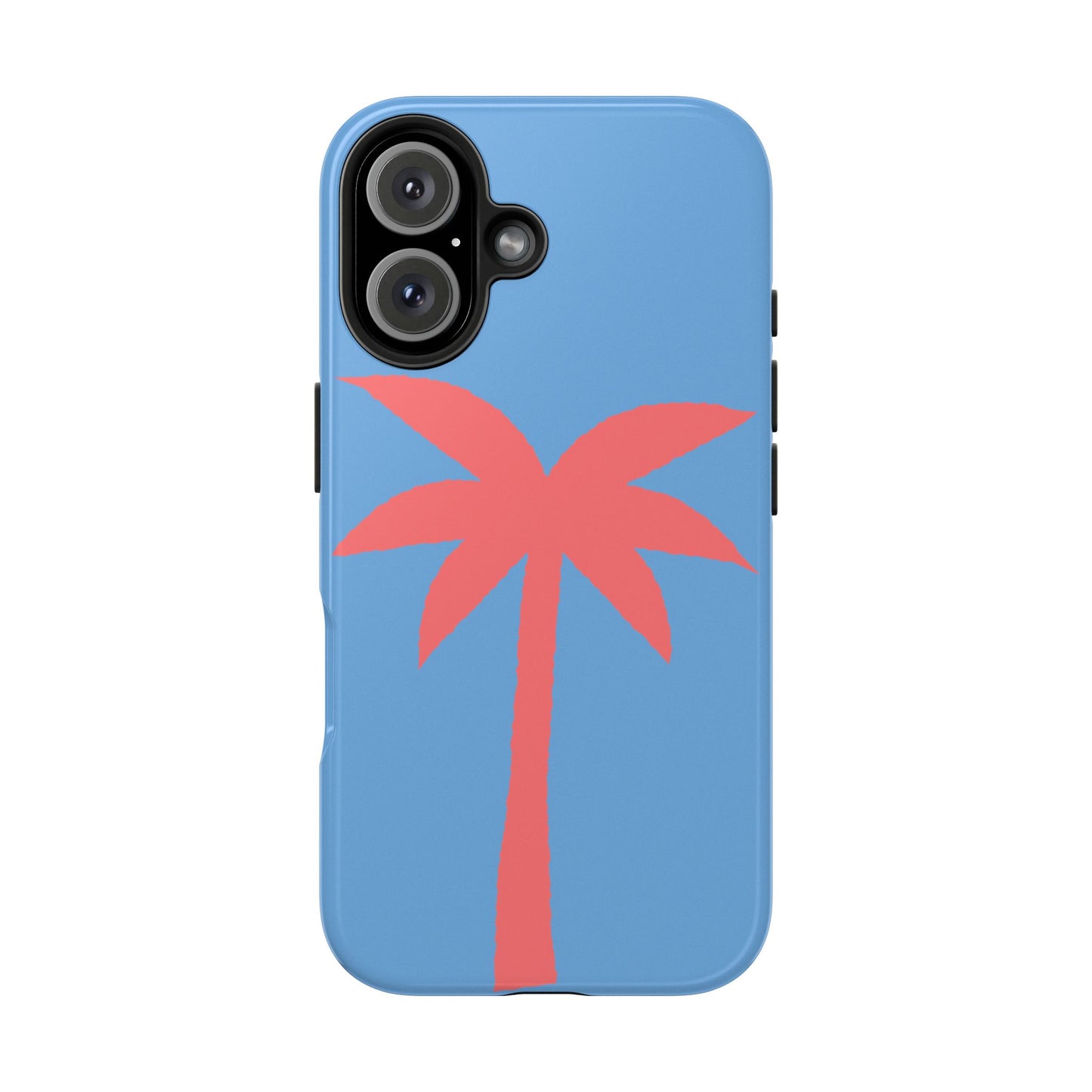 Tough Phone Case — Coral Palm on Sky Blue (Durable Protective Phone Cover)