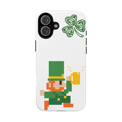 St. Patrick’s Pixel Leprechaun Phone Case — Cute Retro Gaming Clover Design