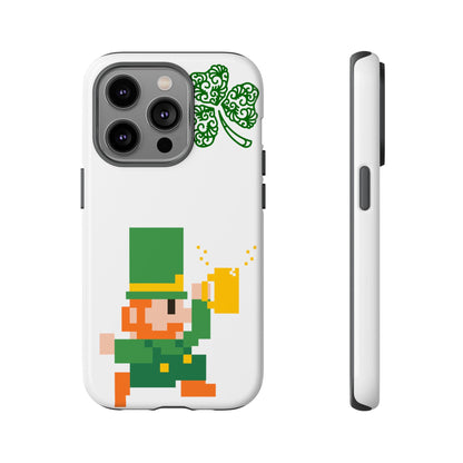 St. Patrick’s Pixel Leprechaun Phone Case — Cute Retro Gaming Clover Design