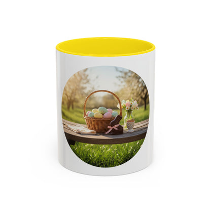 Easter Basket Coffee Mug — Spring Pastel Egg Design (11/15oz Accent Mug)