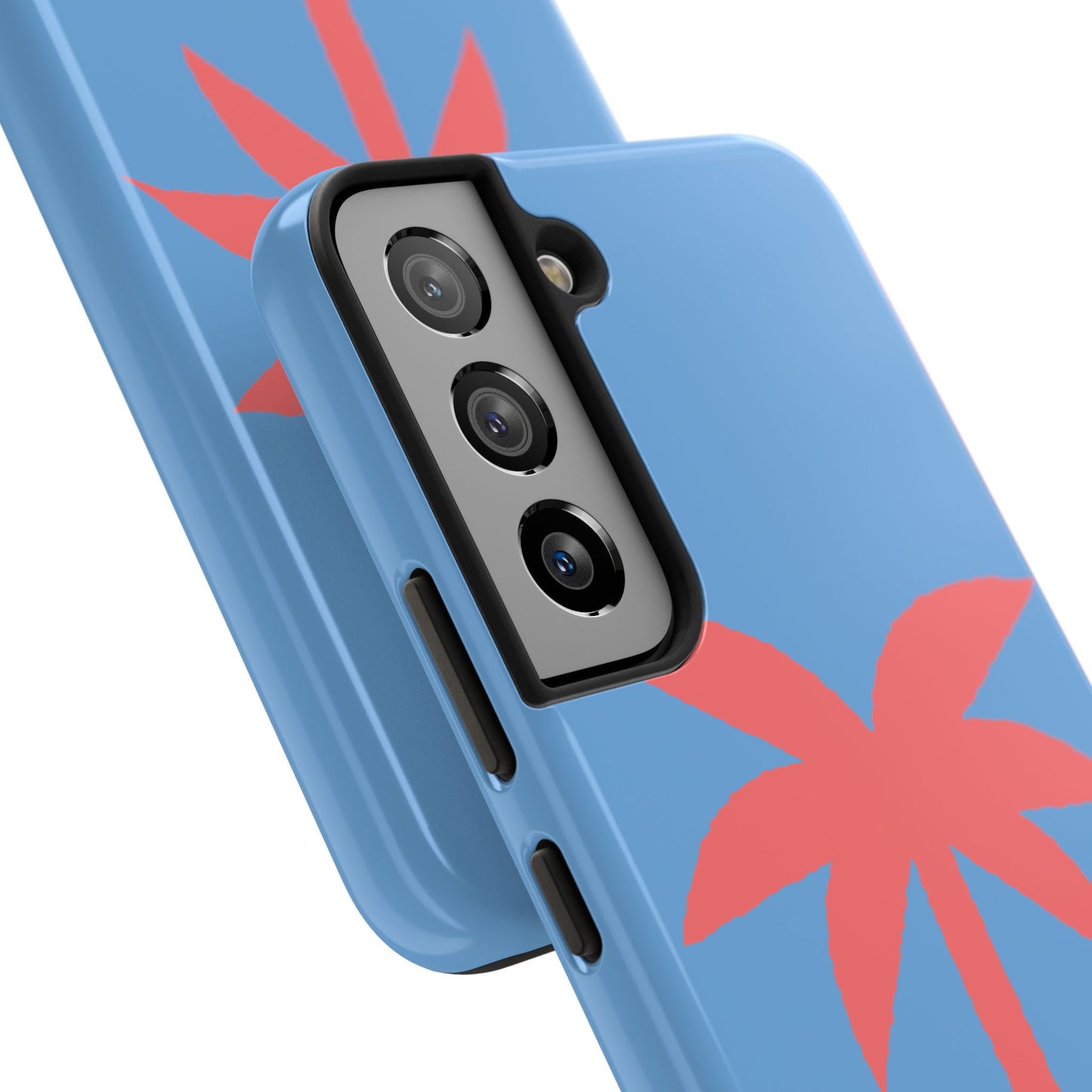 Tough Phone Case — Coral Palm on Sky Blue (Durable Protective Phone Cover)