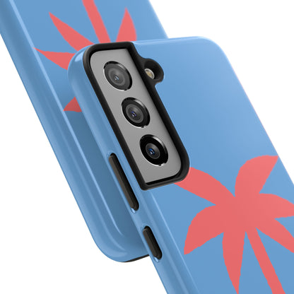 Tough Phone Case — Coral Palm on Sky Blue (Durable Protective Phone Cover)