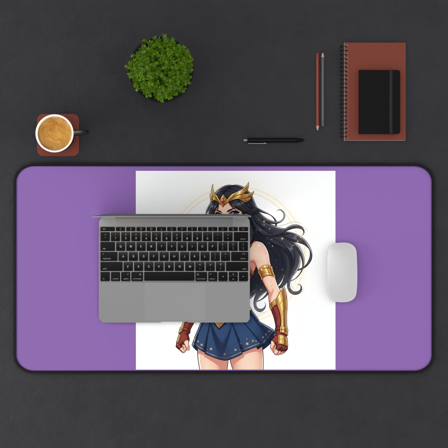 Wonder Hero Desk Mat — Purple Superhero Mousepad