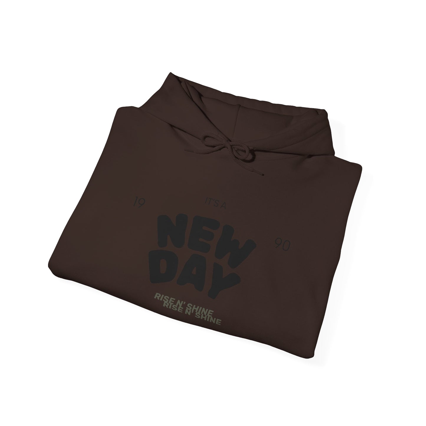 New Day Hoodie — "New Day" Graphic Pullover with Star & Heart Sleeve Accents