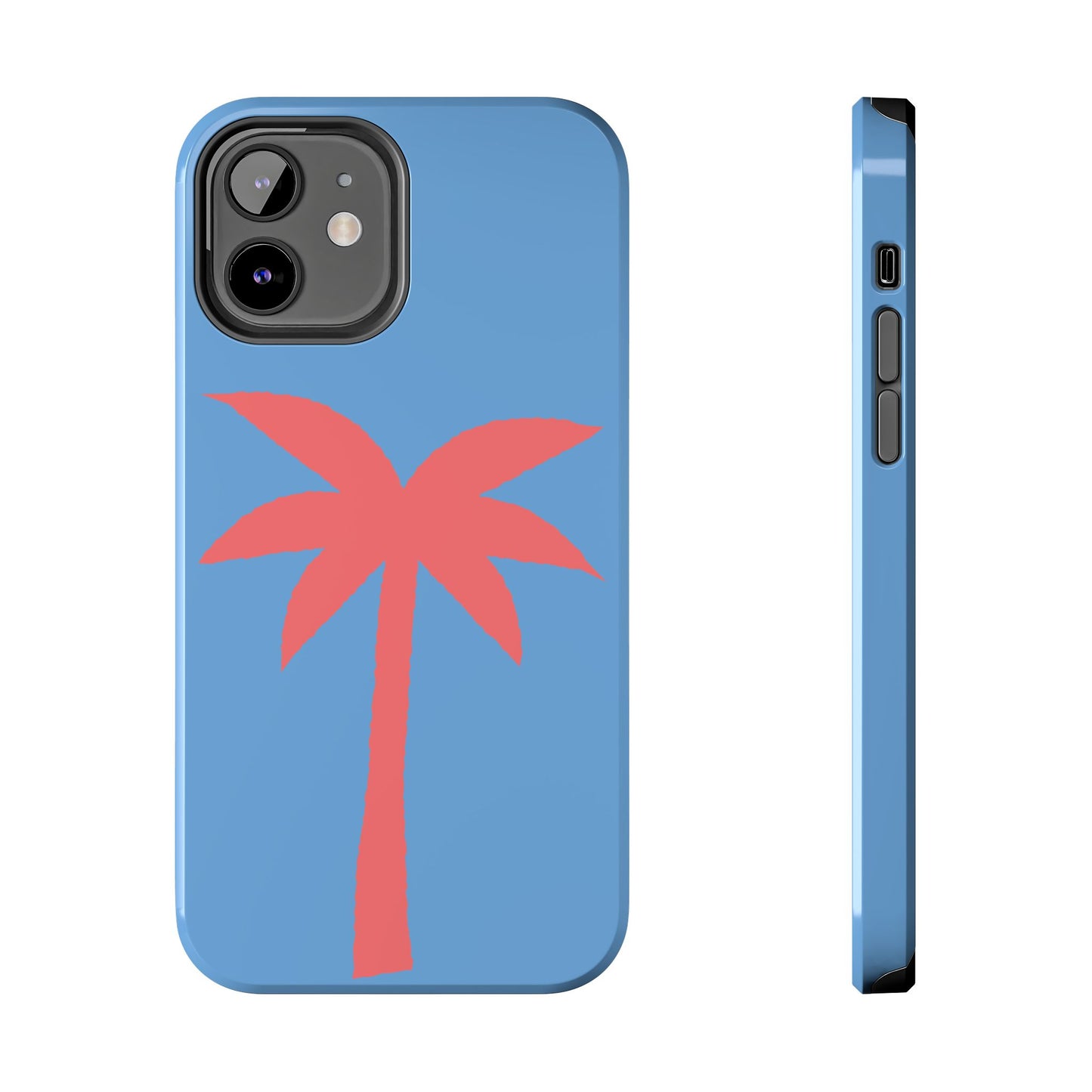 Tough Phone Case — Coral Palm on Sky Blue (Durable Protective Phone Cover)