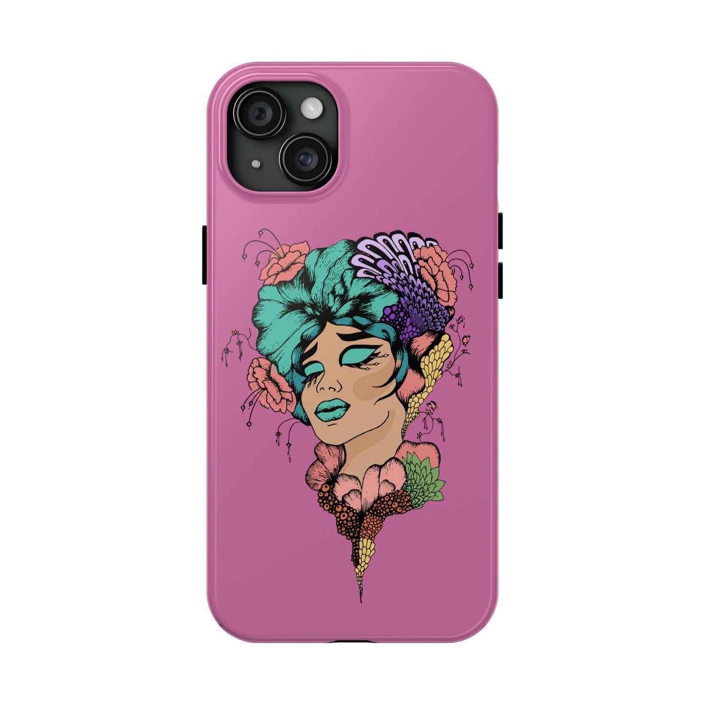 Tough Phone Case — Retro Floral Femme Illustration, Protective Art Phone Cover
