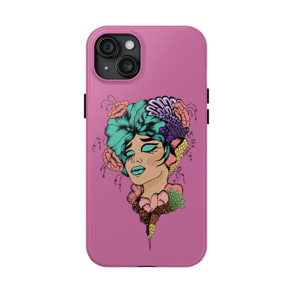 Tough Phone Case — Retro Floral Femme Illustration, Protective Art Phone Cover