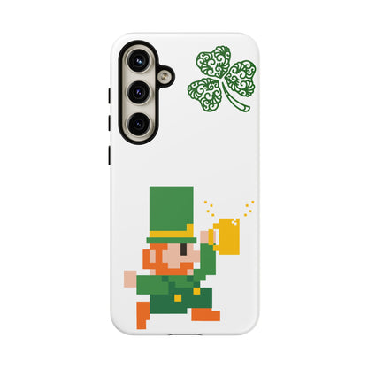 St. Patrick’s Pixel Leprechaun Phone Case — Cute Retro Gaming Clover Design