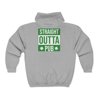 Cheers! Beer Zip Hoodie — ‘Straight Outta Pub’ St. Patrick’s Day Sweatshirt