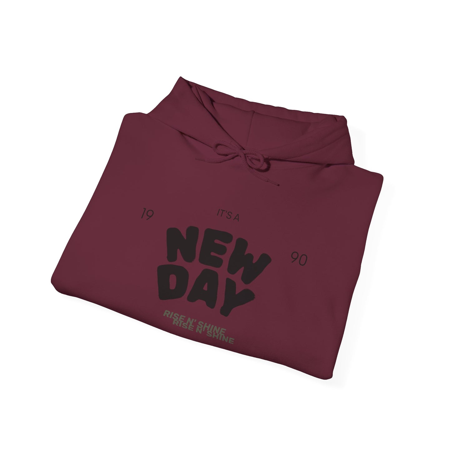 New Day Hoodie — "New Day" Graphic Pullover with Star & Heart Sleeve Accents