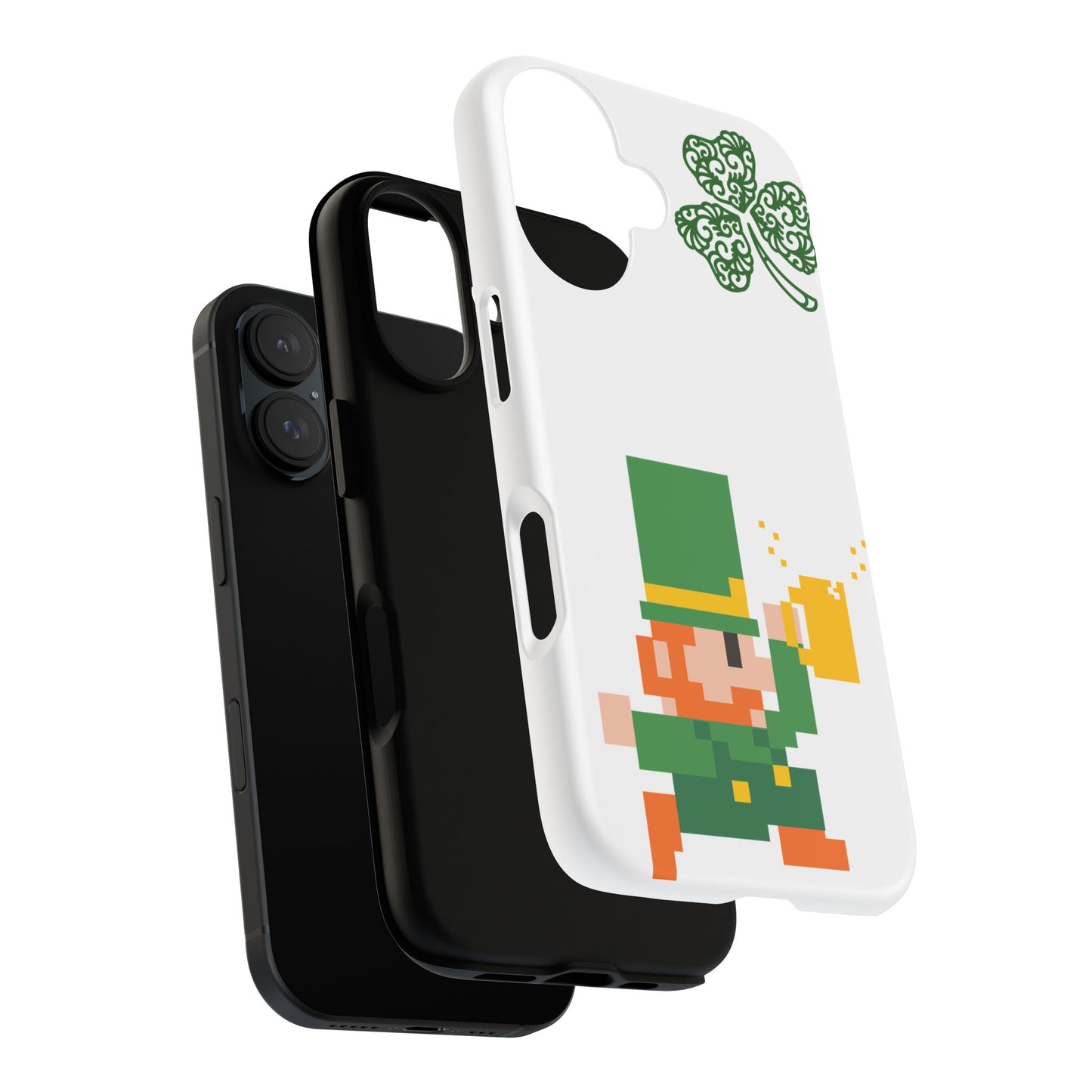 St. Patrick’s Pixel Leprechaun Phone Case — Cute Retro Gaming Clover Design