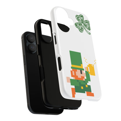 St. Patrick’s Pixel Leprechaun Phone Case — Cute Retro Gaming Clover Design