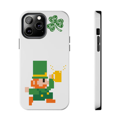St. Patrick's Pixel Leprechaun Tough Phone Case — Shamrock & Beer Mug