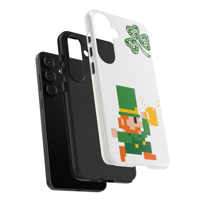St. Patrick’s Pixel Leprechaun Phone Case — Cute Retro Gaming Clover Design
