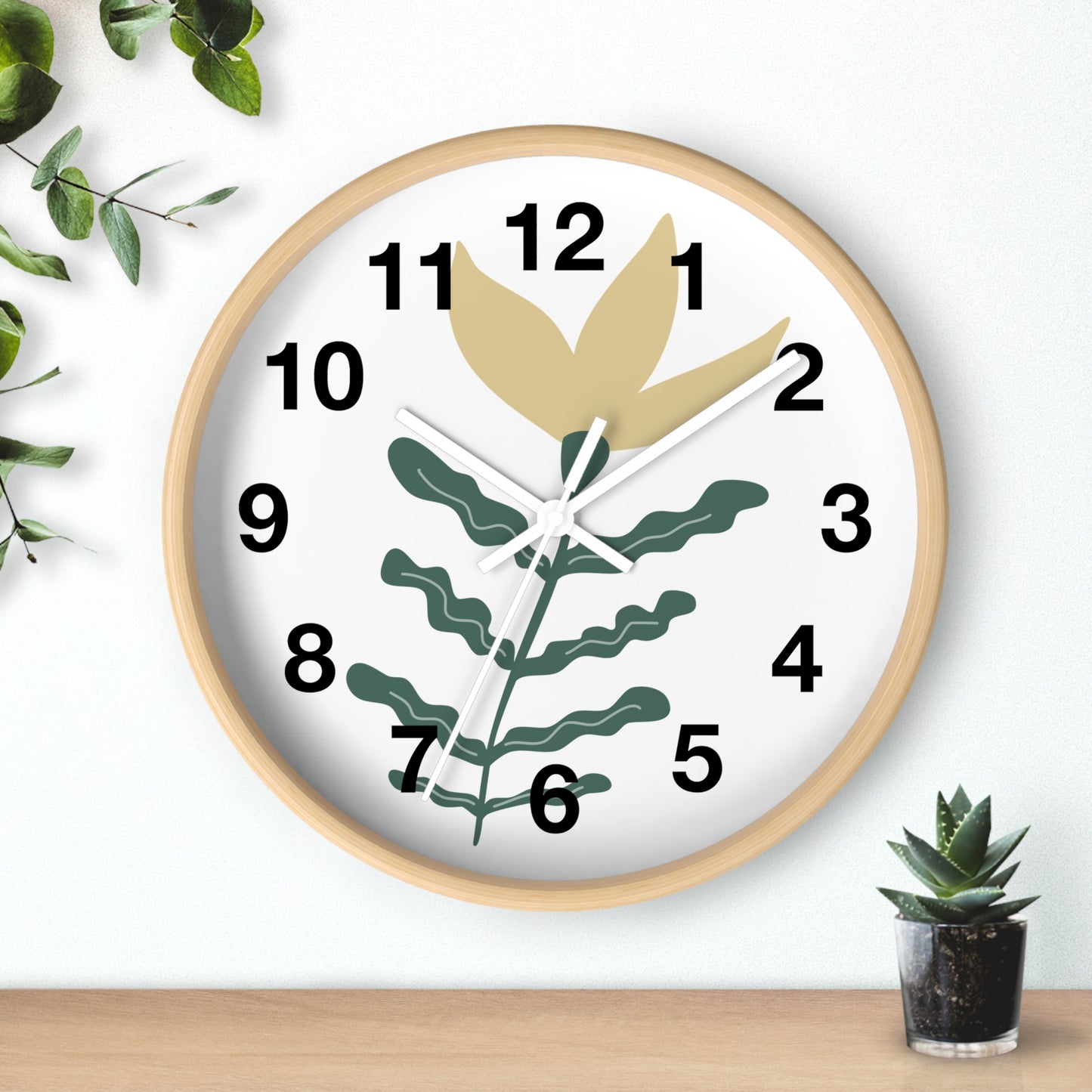 Botanical Wall Clock — Minimal Floral Timepiece