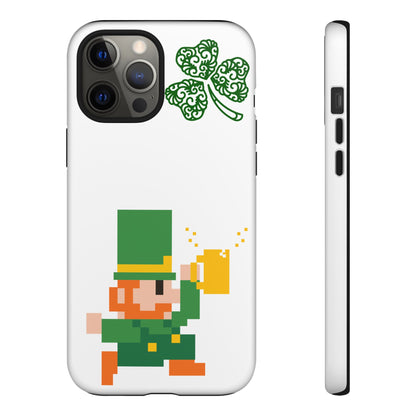 St. Patrick’s Pixel Leprechaun Phone Case — Cute Retro Gaming Clover Design