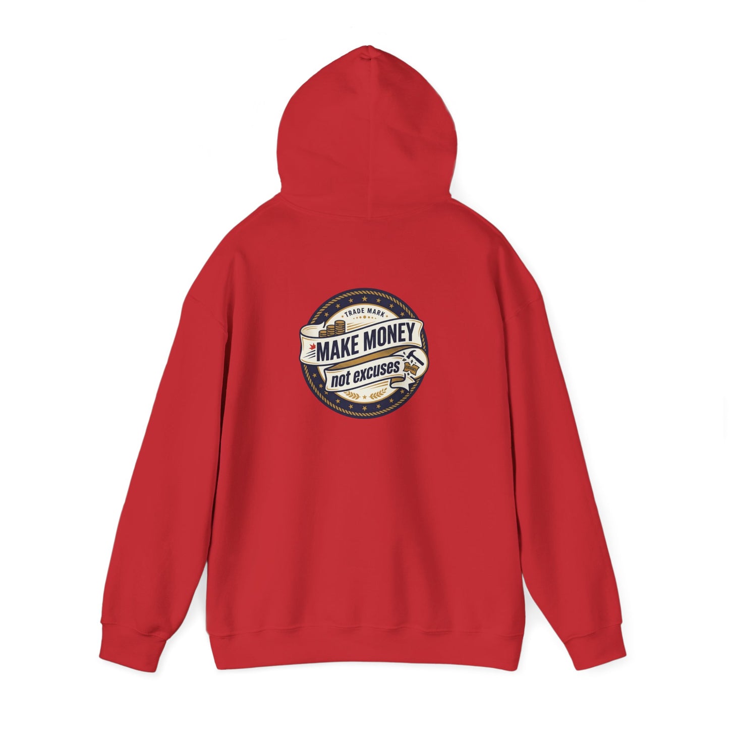 Make Money Not Excuses Hoodie — Motivational Vintage Badge Hooded Sweatshirt