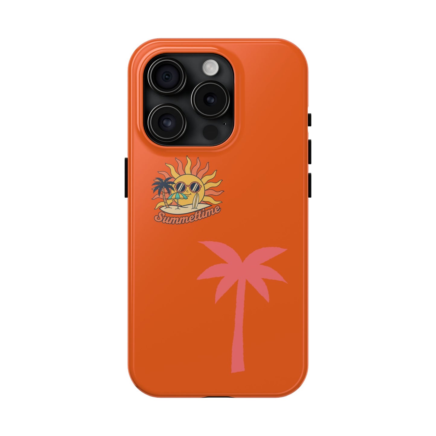 Summertime Palm Tough Phone Case — Retro Sun & Pink Palm Tropical Protective Cover