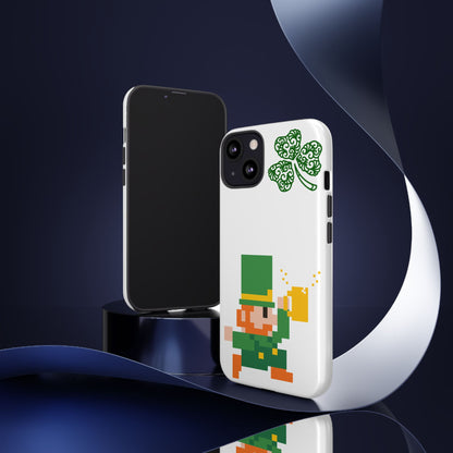 St. Patrick’s Pixel Leprechaun Phone Case — Cute Retro Gaming Clover Design