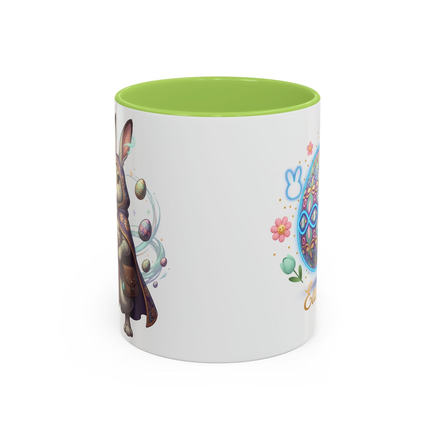 Easter Egg Accent Coffee Mug — Colorful Floral Bunny Design (11/15oz)