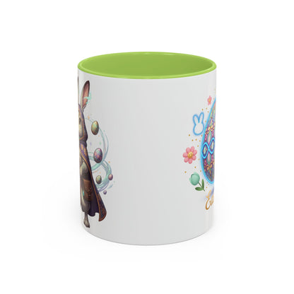 Easter Egg Accent Coffee Mug — Colorful Floral Bunny Design (11/15oz)