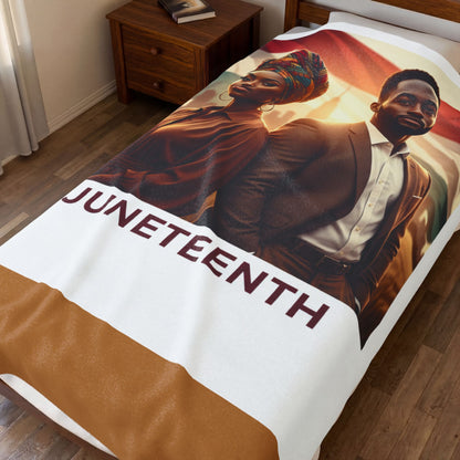 Juneteenth Velveteen Plush Blanket — Celebratory African American Freedom Tribute