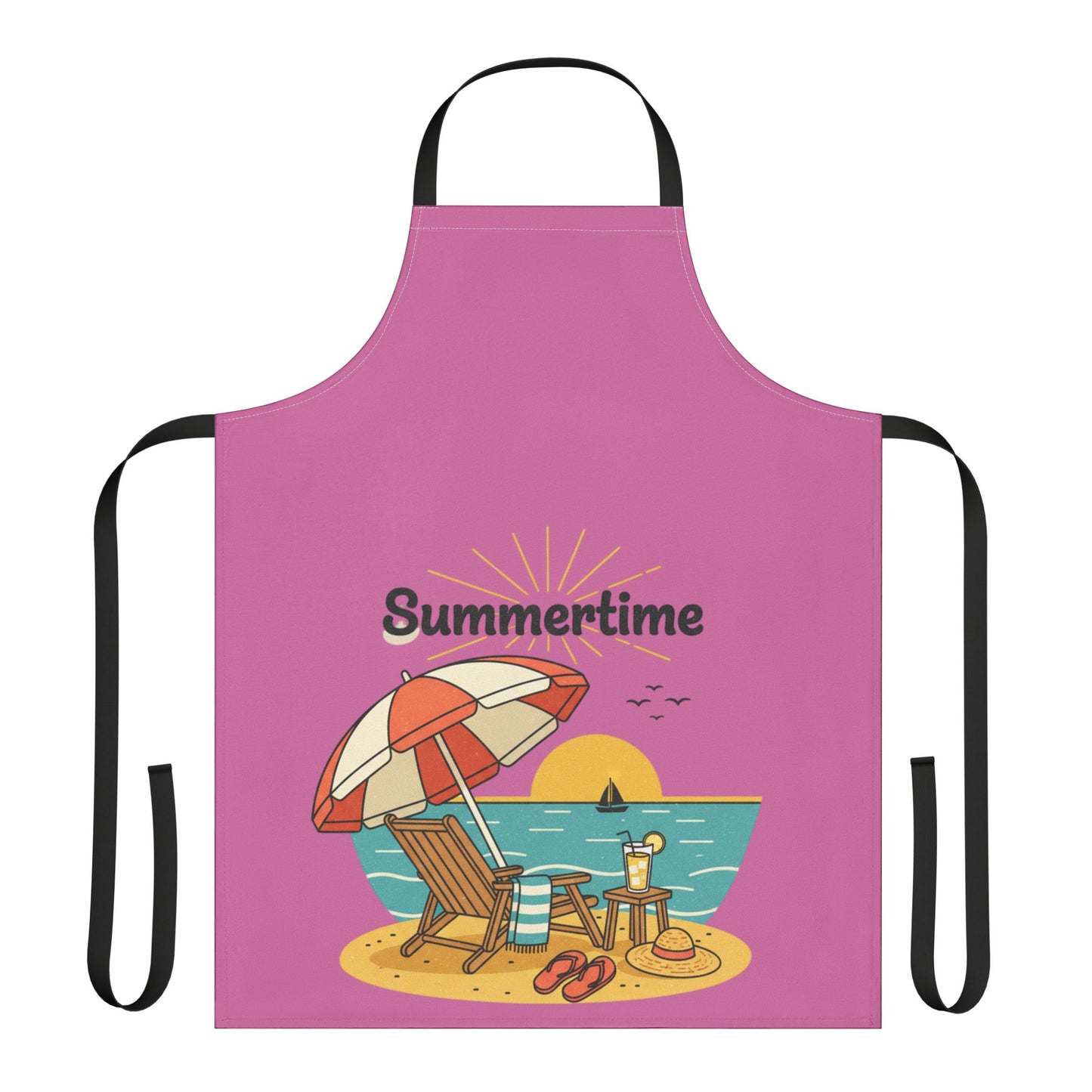 Summertime Beach Scene Apron — Colorful Summer Cooking & BBQ Gift