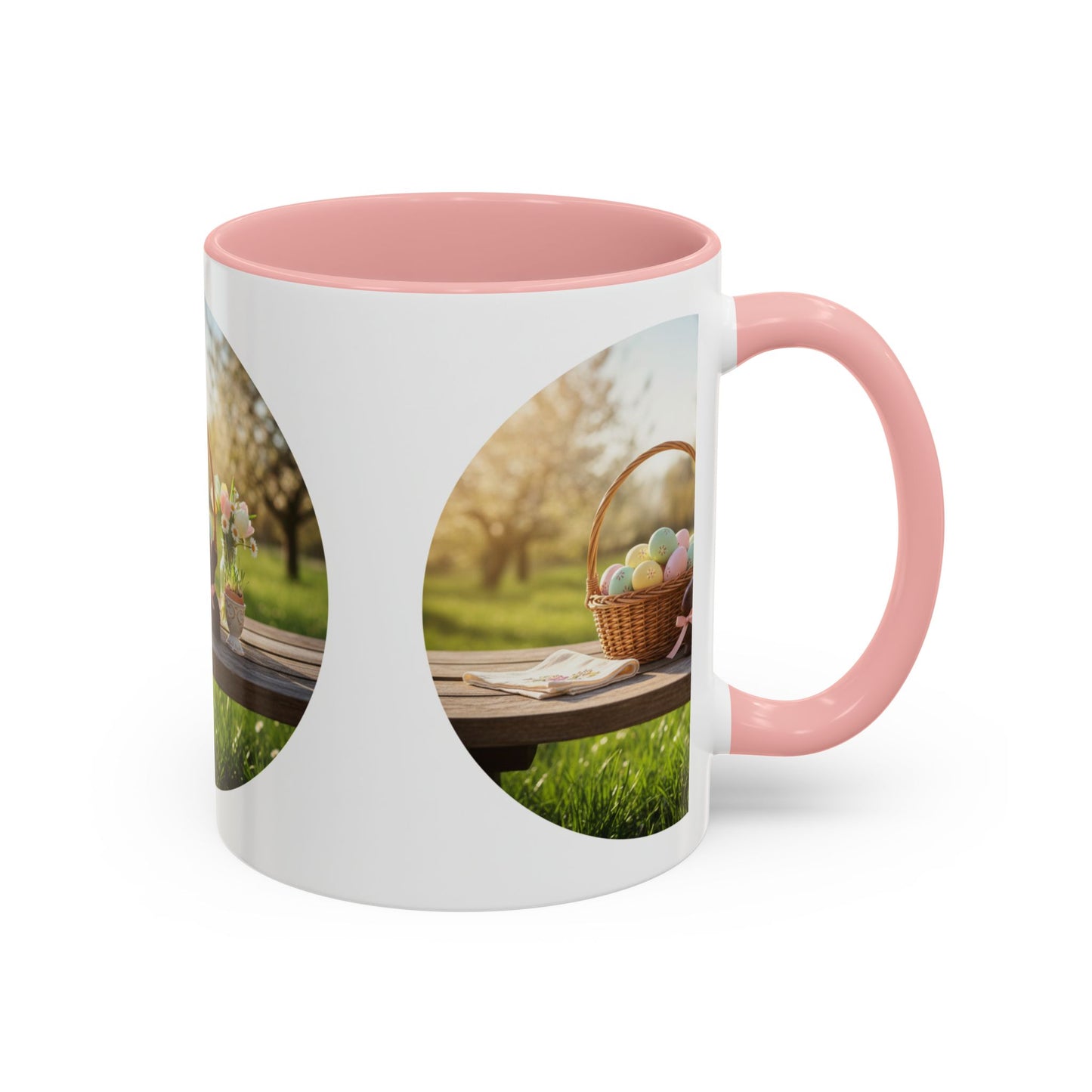 Easter Basket Coffee Mug — Spring Pastel Egg Design (11/15oz Accent Mug)
