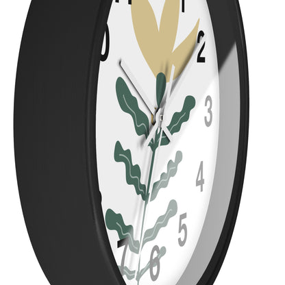 Botanical Wall Clock — Minimal Floral Timepiece