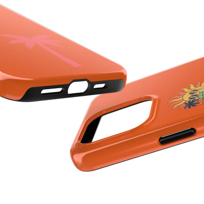 Summertime Palm Tough Phone Case — Retro Sun & Pink Palm Tropical Protective Cover
