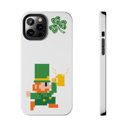 St. Patrick's Pixel Leprechaun Tough Phone Case — Shamrock & Beer Mug