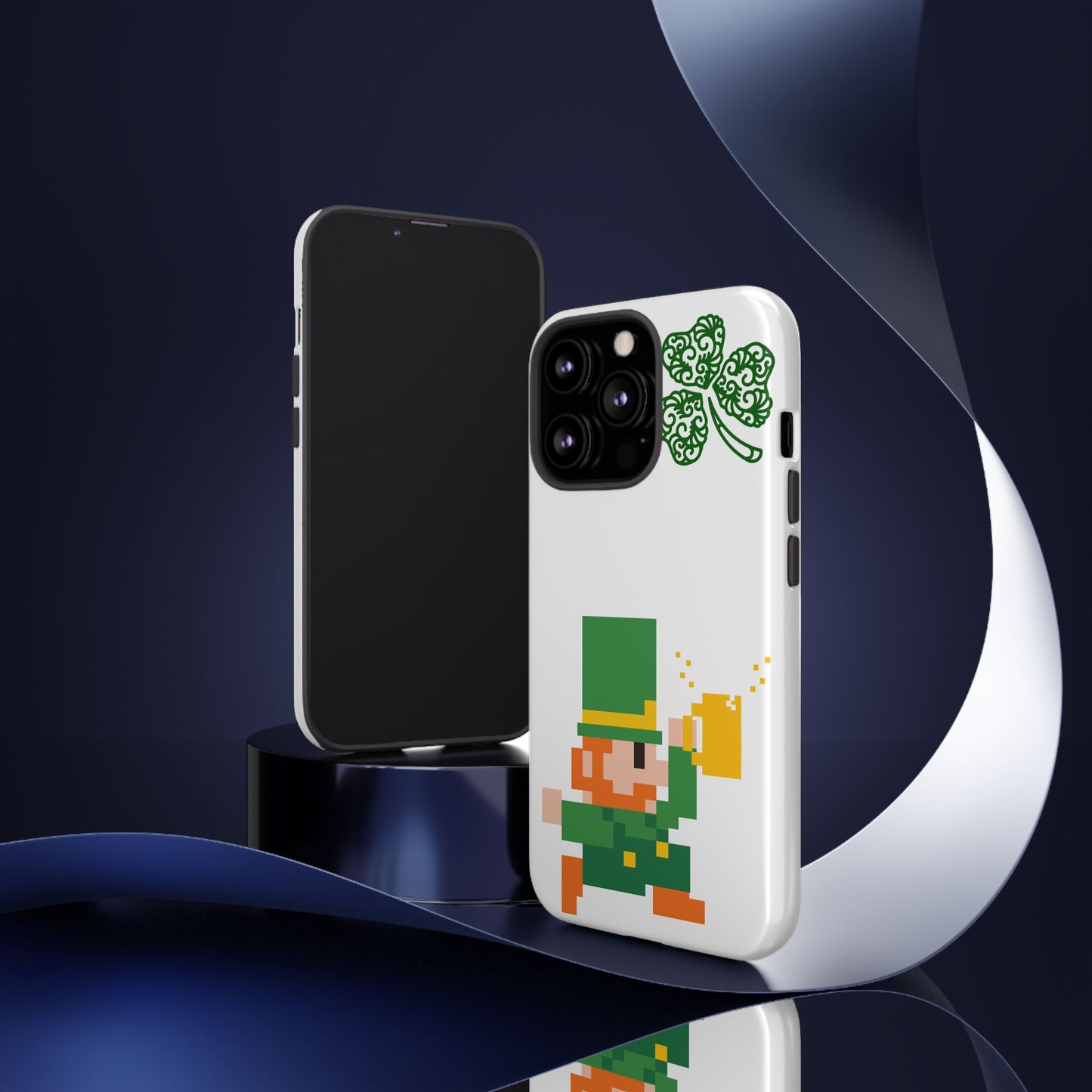 St. Patrick’s Pixel Leprechaun Phone Case — Cute Retro Gaming Clover Design