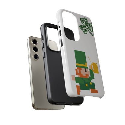 St. Patrick’s Pixel Leprechaun Phone Case — Cute Retro Gaming Clover Design