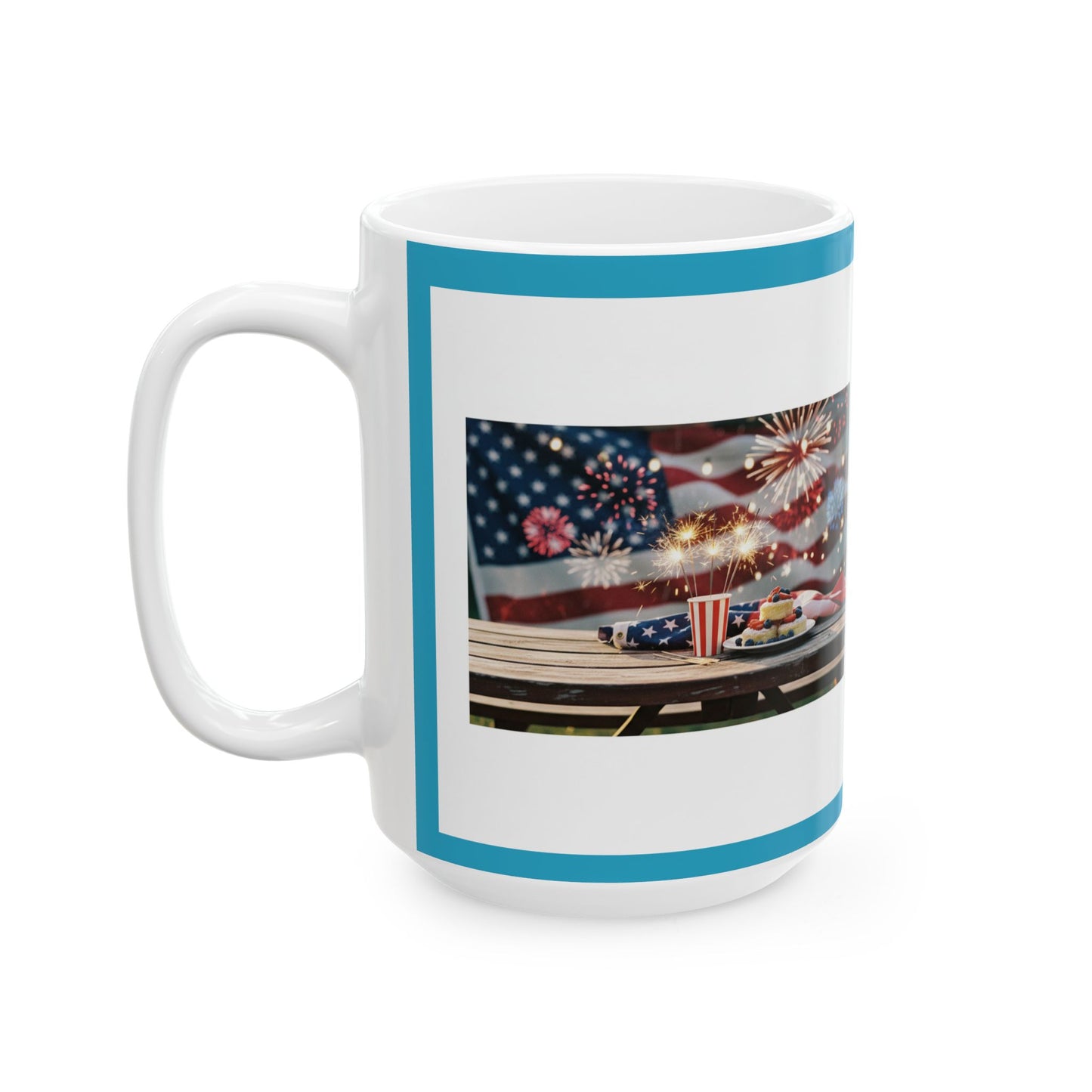 Fourth of July American Flag Ceramic Mug – Patriotic Independence Day Coffee Cup (11oz/15oz)