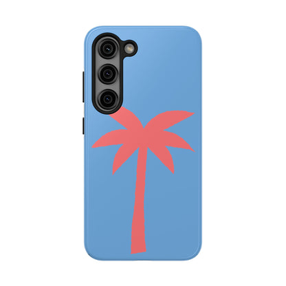 Tough Phone Case — Coral Palm on Sky Blue (Durable Protective Phone Cover)