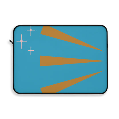 Retro Sunburst Laptop Sleeve — Mid-Century Blue & Gold Design