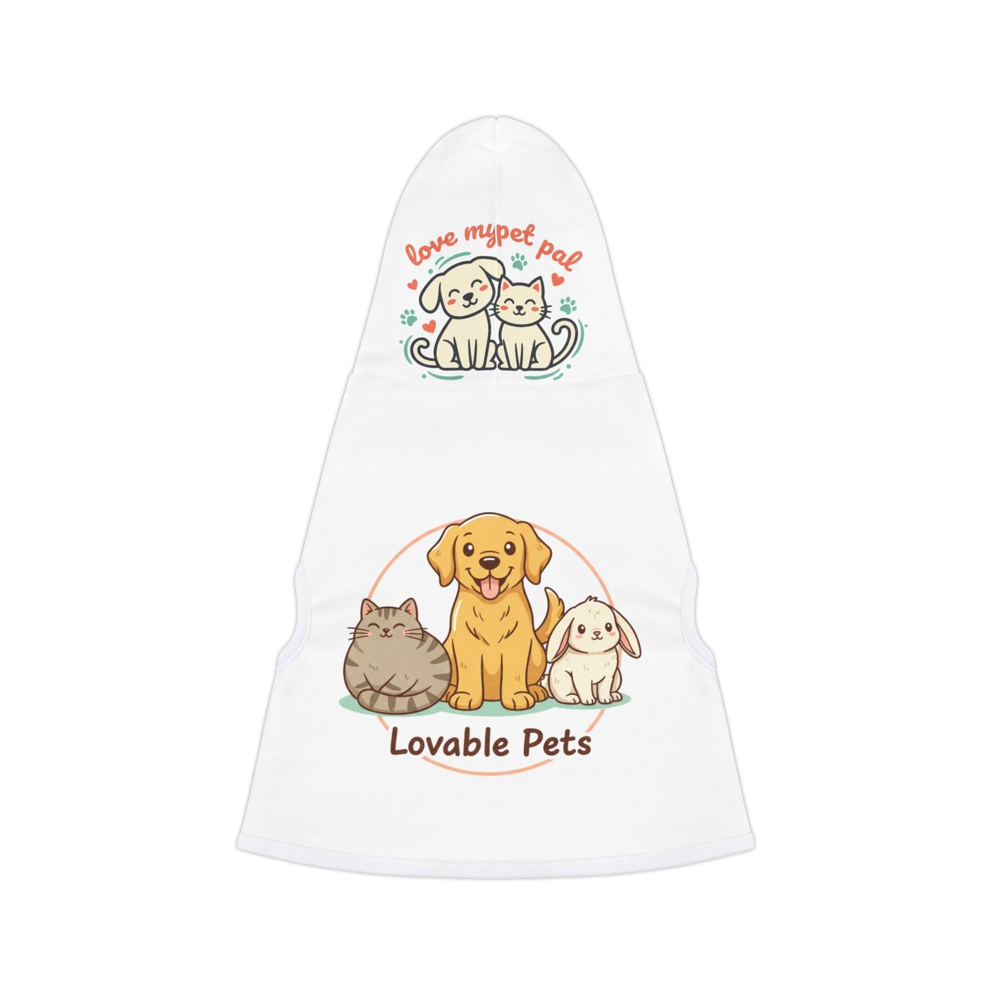 Pet Hoodie - 'Lovable Pets' Cute Dog & Cat Graphic Hoodie for Small Dogs and Cats