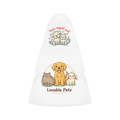 Pet Hoodie - 'Lovable Pets' Cute Dog & Cat Graphic Hoodie for Small Dogs and Cats