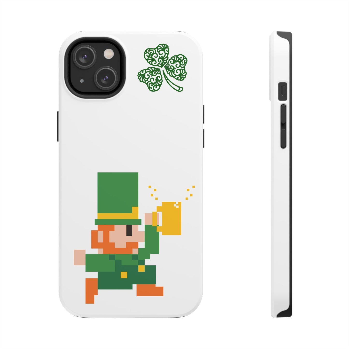 St. Patrick's Pixel Leprechaun Tough Phone Case — Shamrock & Beer Mug